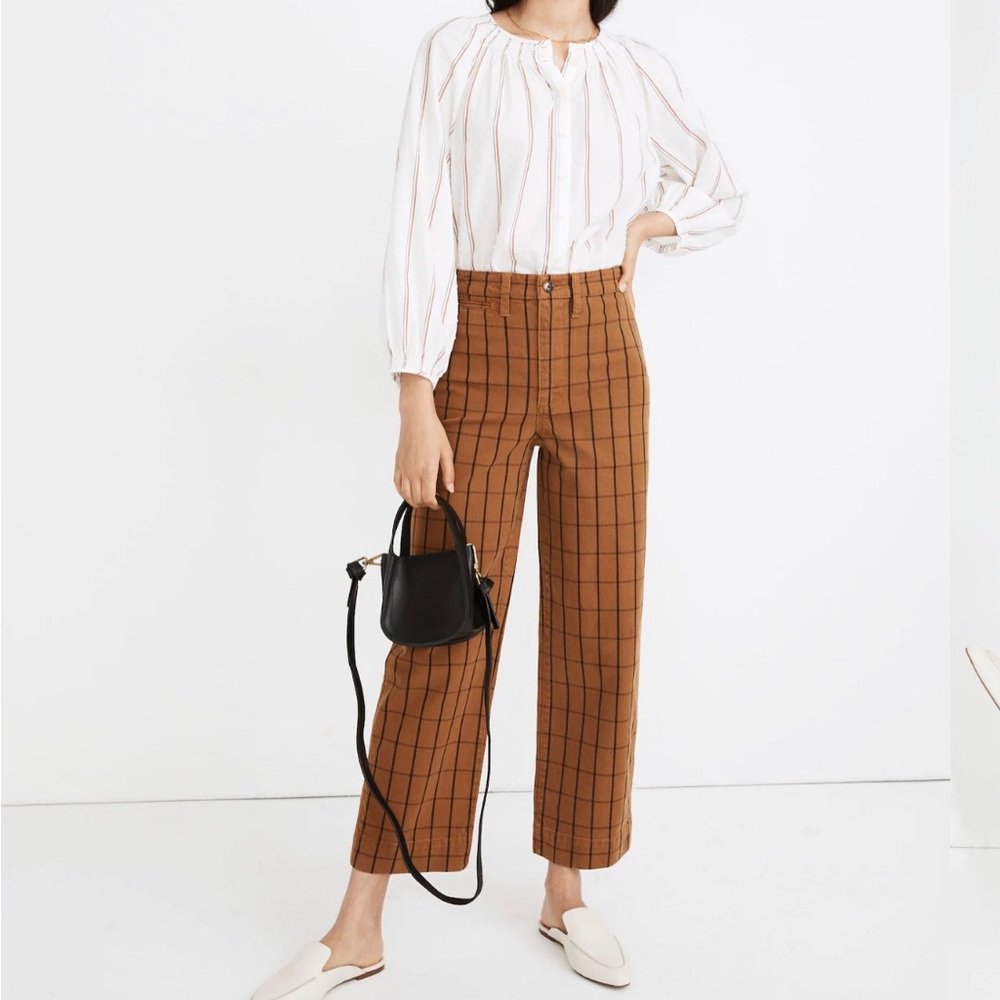 Madewell Slim Emmett Wide-Leg Crop Pants Eberhart Plaid Size 26